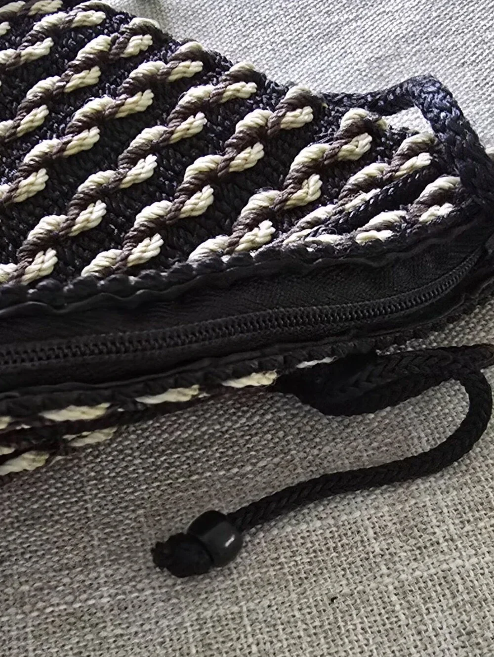 Purse Lot Of 2 Small Handbags Black Woven, Black Faux Leather Crossbody Bag